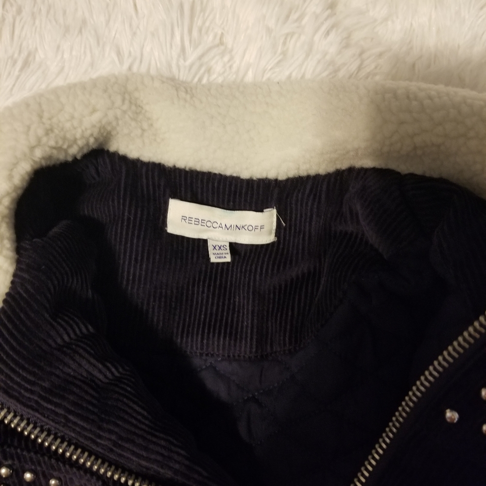Rebecca Minkoff Koshova Faux Shearling Jacket in Navi Size XXS - Picture 14 of 14